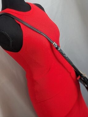 Express Red Ribbed Body Contour Tank